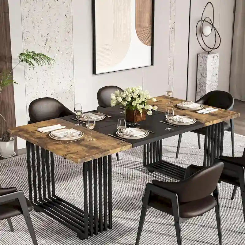 Table de salle à manger moderne pour 6 à 8 personnes, 180 cm de long, blanche.