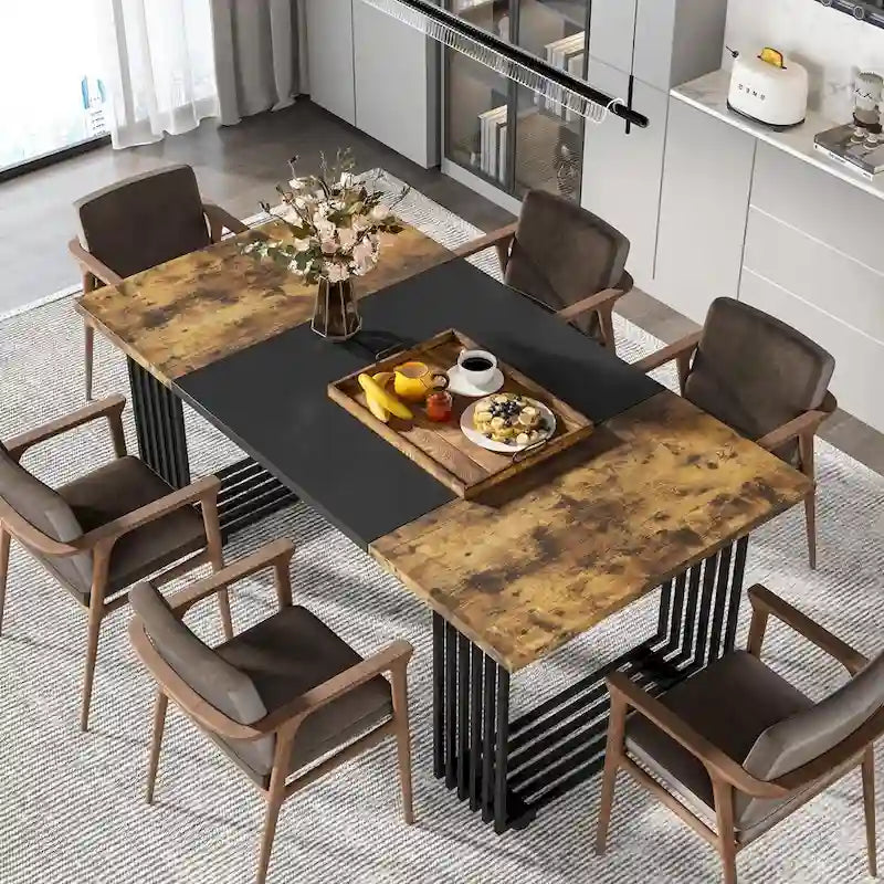 Table de salle à manger moderne pour 6 à 8 personnes, 180 cm de long, blanche.