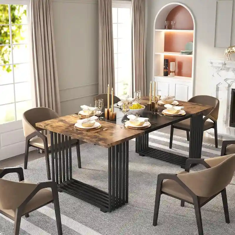 Table de salle à manger moderne pour 6 à 8 personnes, 180 cm de long, blanche.