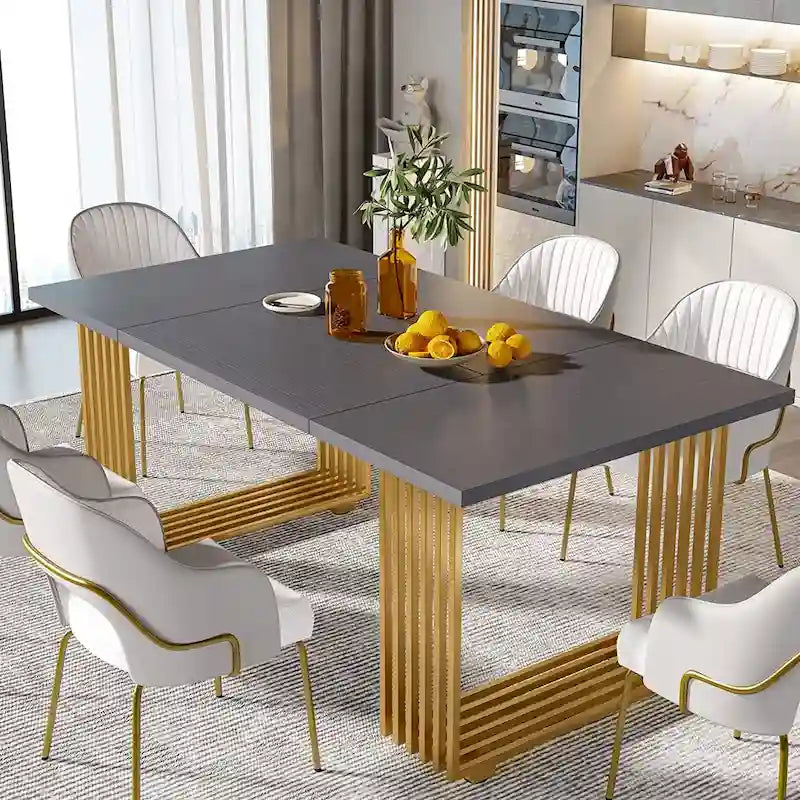 Table de salle à manger moderne pour 6 à 8 personnes, 180 cm de long, blanche.