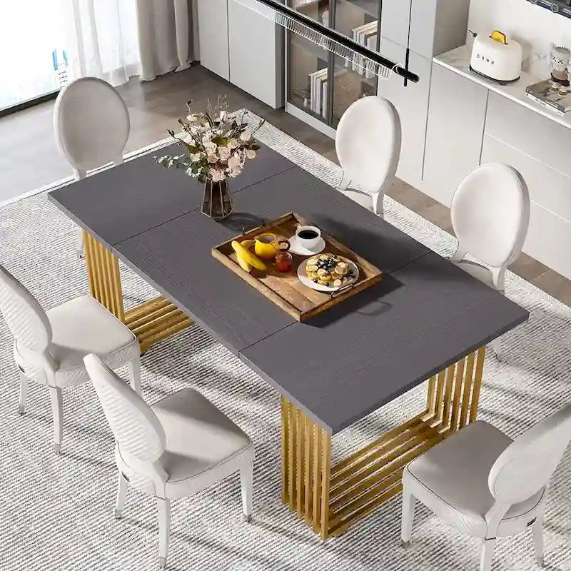 Table de salle à manger moderne pour 6 à 8 personnes, 180 cm de long, blanche.