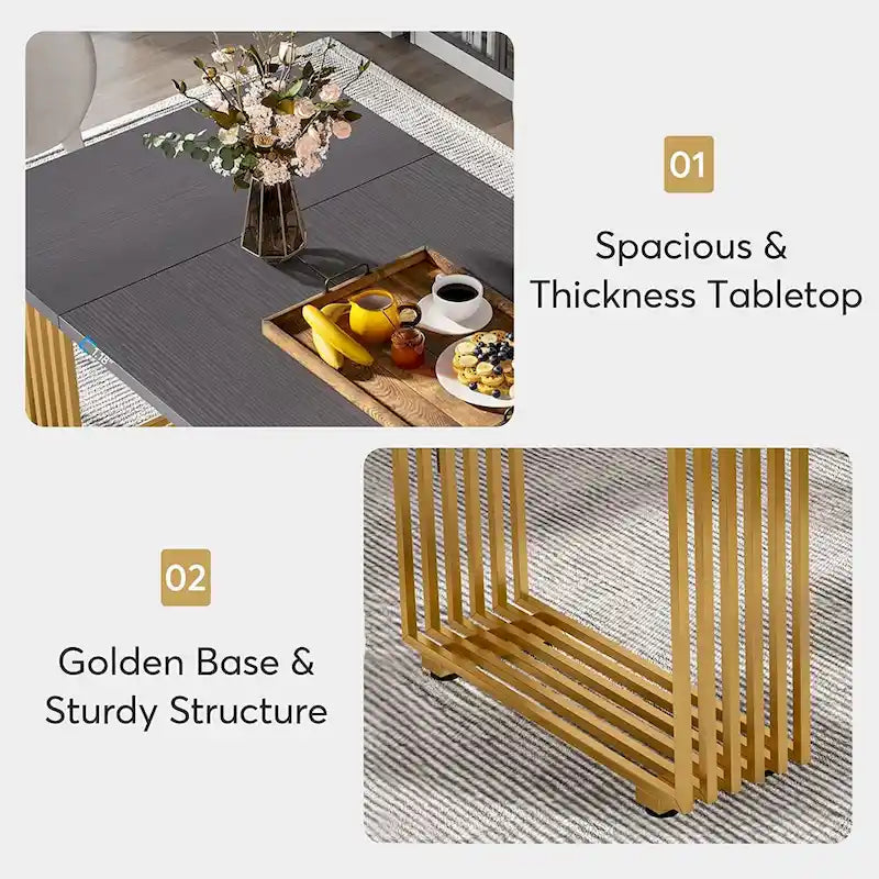 Table de salle à manger moderne pour 6 à 8 personnes, 180 cm de long, blanche.