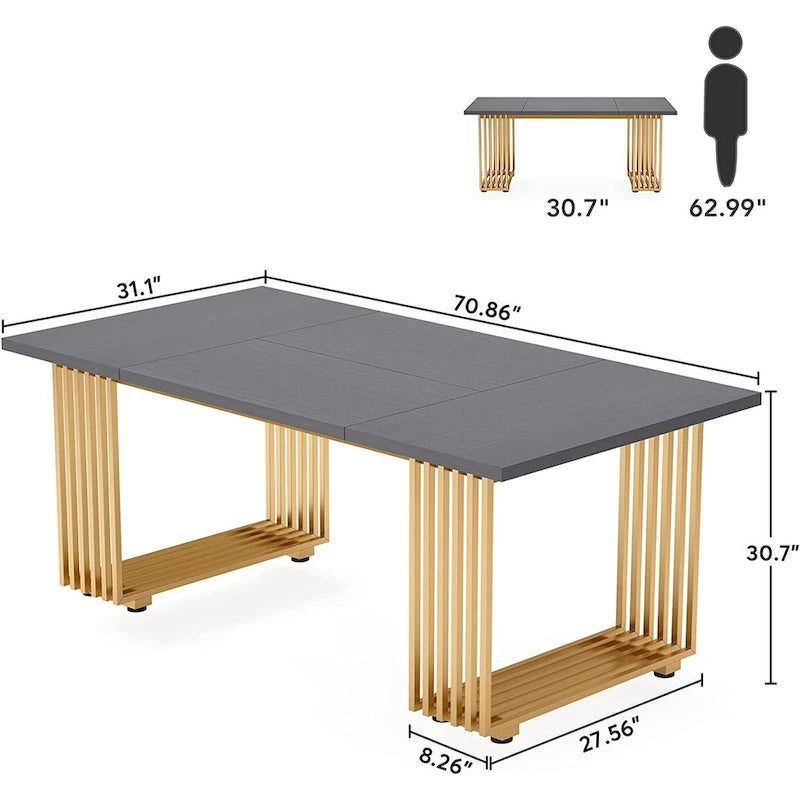 Table de salle à manger moderne pour 6 à 8 personnes, 180 cm de long, blanche.