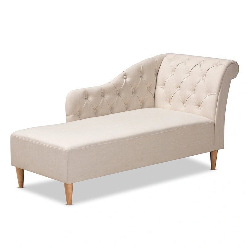Chaise longue en bois de chêne recouvert de tissu Baxton Studio Emeline
