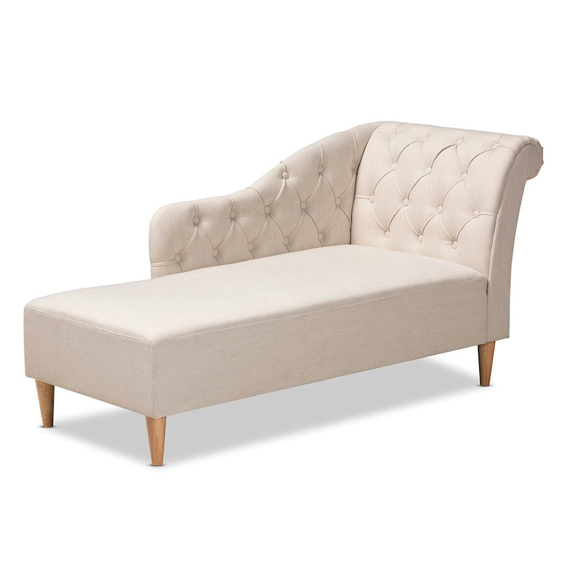 Chaise longue en bois de chêne recouvert de tissu Baxton Studio Emeline