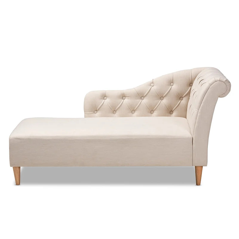 Chaise longue en bois de chêne recouvert de tissu Baxton Studio Emeline