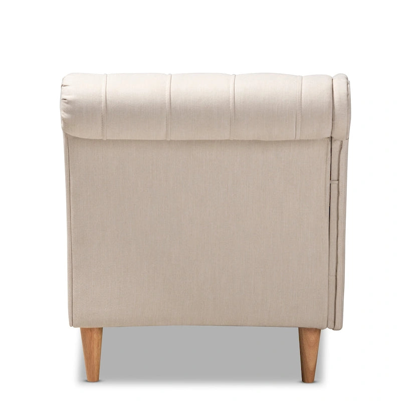 Chaise longue en bois de chêne recouvert de tissu Baxton Studio Emeline