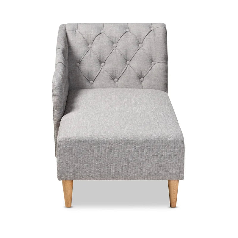 Chaise longue en bois de chêne recouvert de tissu Baxton Studio Emeline