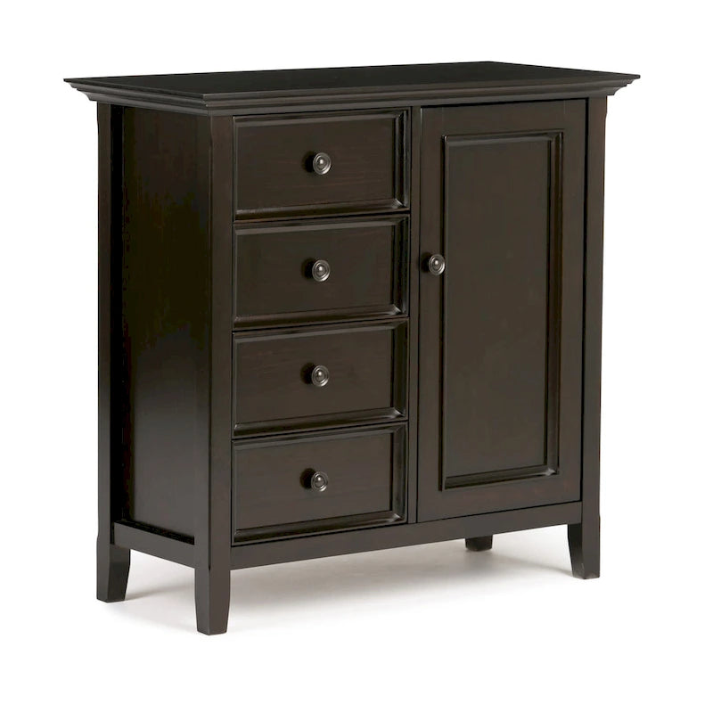 Meuble de rangement transitionnel moyen WYNDENHALL Halifax en bois massif, 94 cm de large (37 po) - 94 cm (37 po) l x 43 cm (17 po) p x 91 cm (36 po) h