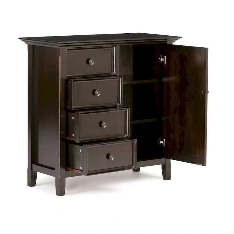 Meuble de rangement transitionnel moyen WYNDENHALL Halifax en bois massif, 94 cm de large (37 po) - 94 cm (37 po) l x 43 cm (17 po) p x 91 cm (36 po) h
