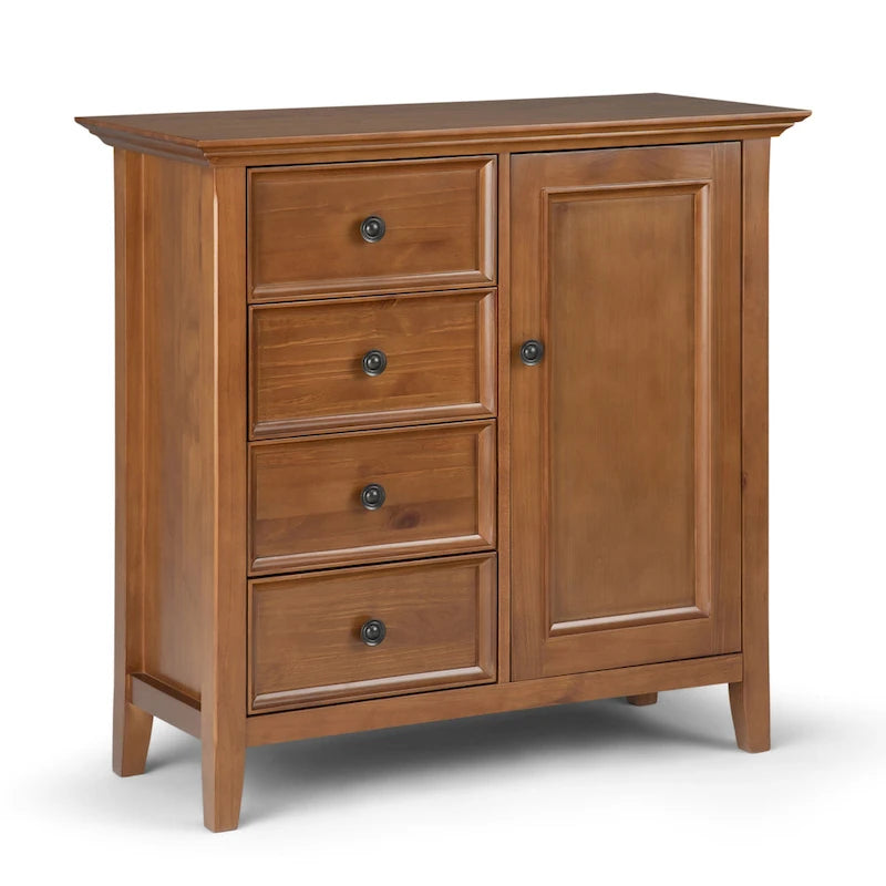 Meuble de rangement transitionnel moyen WYNDENHALL Halifax en bois massif, 94 cm de large (37 po) - 94 cm (37 po) l x 43 cm (17 po) p x 91 cm (36 po) h