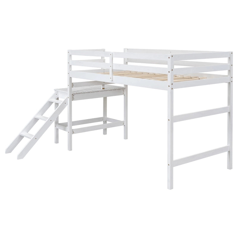 Lit mezzanine avec plateforme et échelle