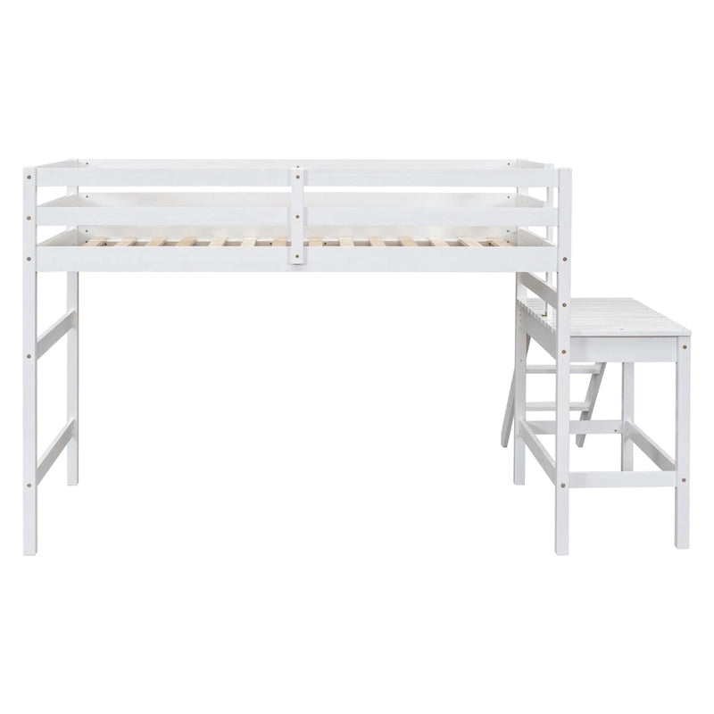 Lit mezzanine avec plateforme et échelle