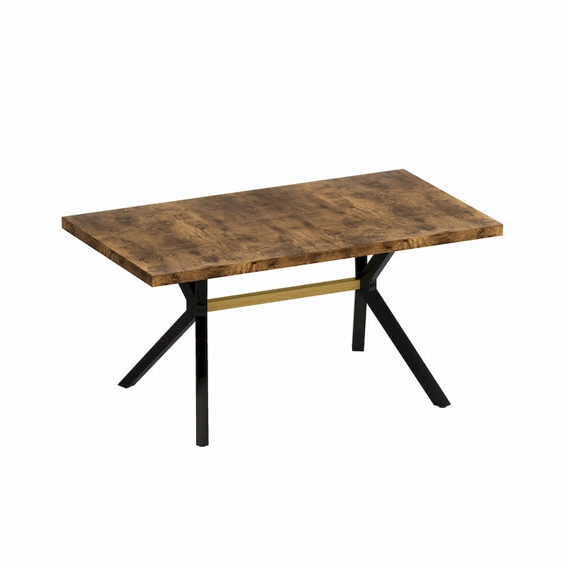 Table de salle à manger rectangulaire rétro avec plateau Carole et assiette centrale noire en relief