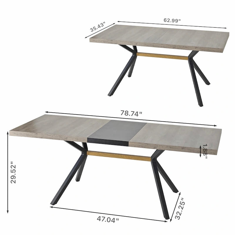 Table de salle à manger rectangulaire rétro avec plateau Carole et assiette centrale noire en relief