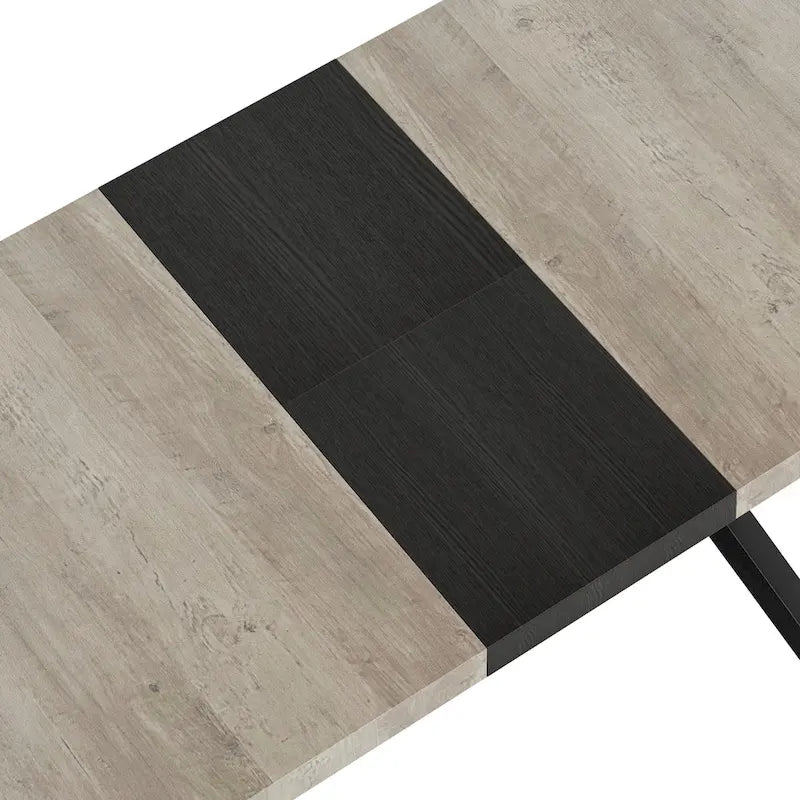 Table de salle à manger rectangulaire rétro avec plateau Carole et assiette centrale noire en relief