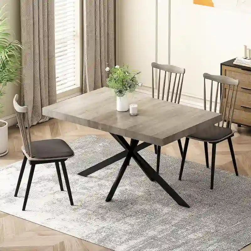 Table de salle à manger rectangulaire rétro avec plateau Carole et assiette centrale noire en relief
