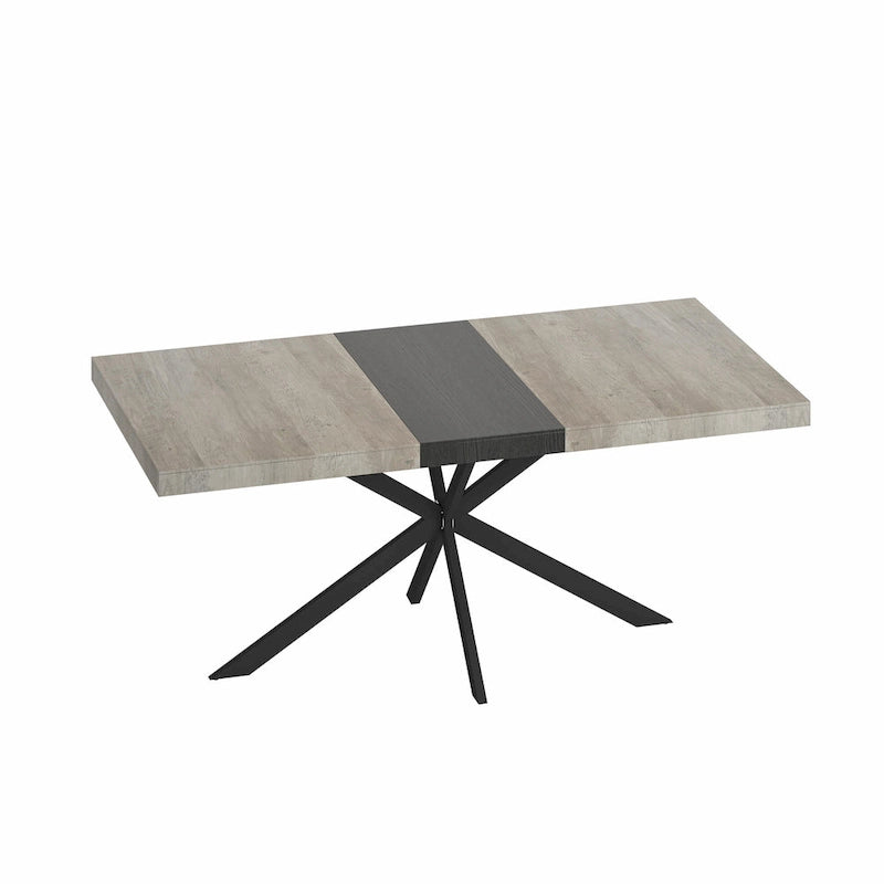 Table de salle à manger rectangulaire rétro avec plateau Carole et assiette centrale noire en relief