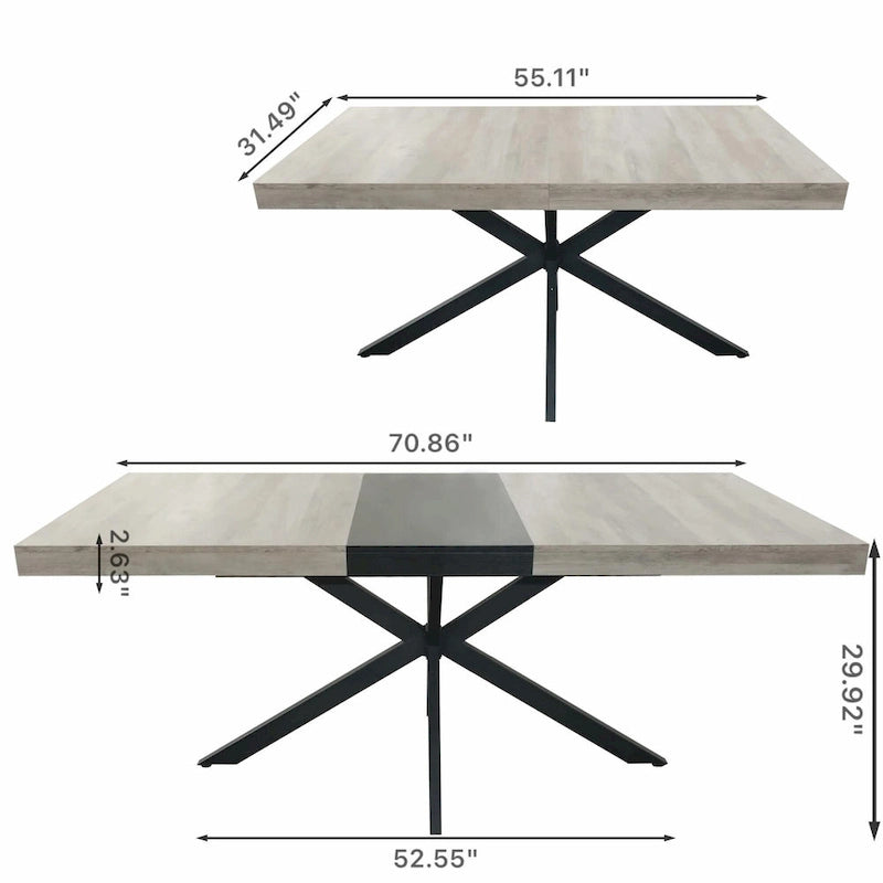 Table de salle à manger rectangulaire rétro avec plateau Carole et assiette centrale noire en relief