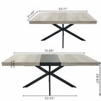 Table de salle à manger rectangulaire rétro avec plateau Carole et assiette centrale noire en relief