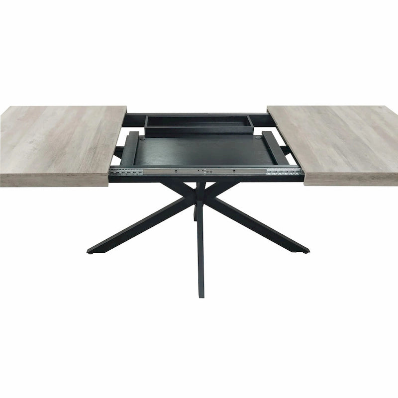 Table de salle à manger rectangulaire rétro avec plateau Carole et assiette centrale noire en relief