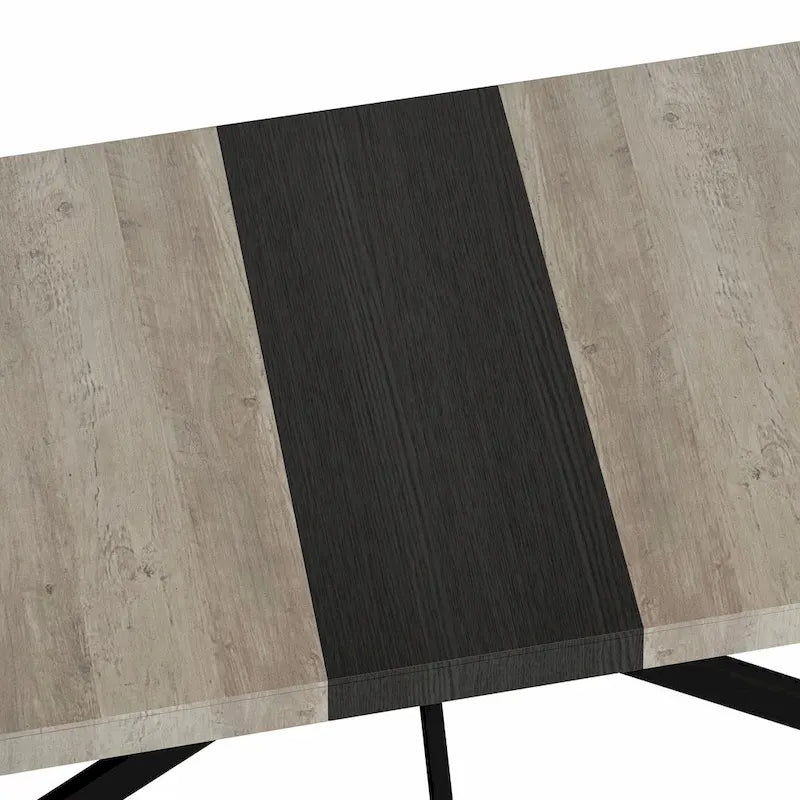 Table de salle à manger rectangulaire rétro avec plateau Carole et assiette centrale noire en relief