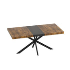 Table de salle à manger rectangulaire rétro avec plateau Carole et assiette centrale noire en relief