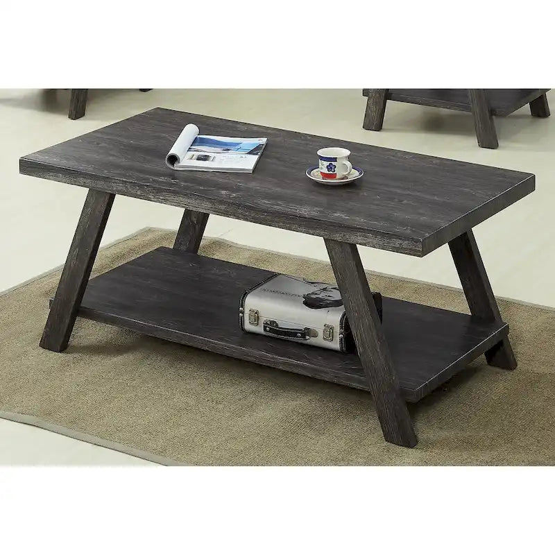 Ensemble table et étagère 3 pièces Roundhill Furniture Athens Contemporary en bois reconstitué