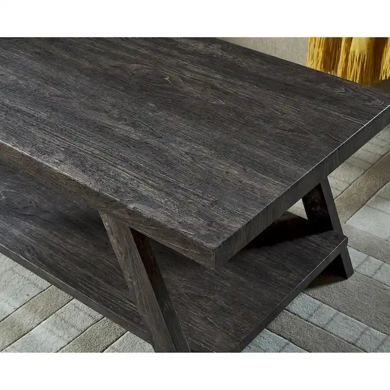 Ensemble table et étagère 3 pièces Roundhill Furniture Athens Contemporary en bois reconstitué