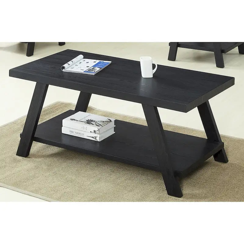Ensemble table et étagère 3 pièces Roundhill Furniture Athens Contemporary en bois reconstitué