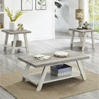 Ensemble table et étagère 3 pièces Roundhill Furniture Athens Contemporary en bois reconstitué