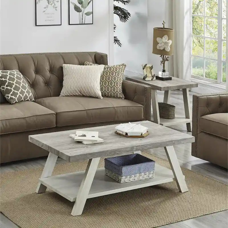 Ensemble table et étagère 3 pièces Roundhill Furniture Athens Contemporary en bois reconstitué