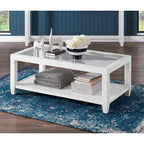 Table basse Cordero en bois et verre de 122 cm de large avec étagère de rangement