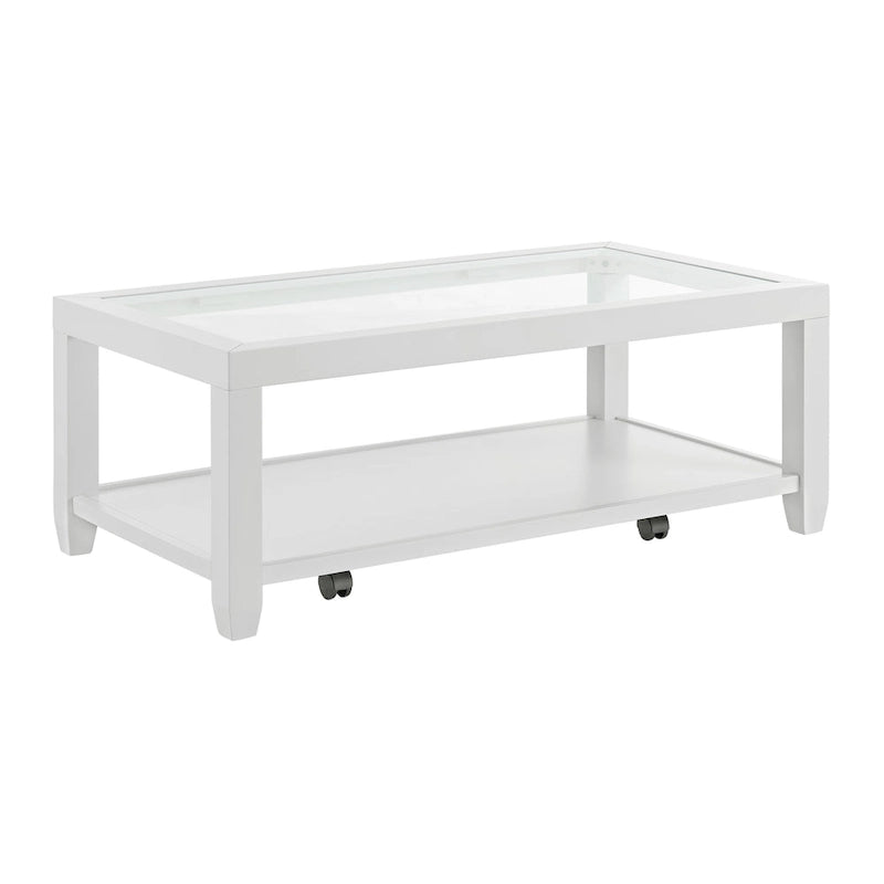 Table basse Cordero en bois et verre de 122 cm de large avec étagère de rangement