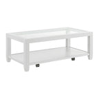 Table basse Cordero en bois et verre de 122 cm de large avec étagère de rangement