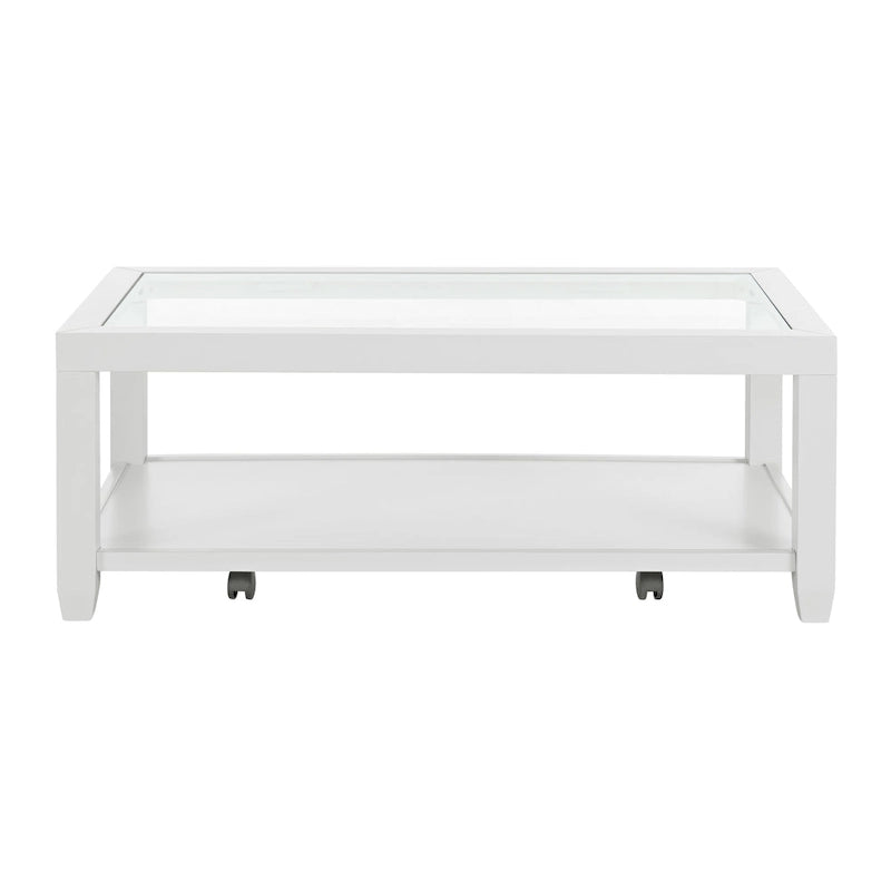 Table basse Cordero en bois et verre de 122 cm de large avec étagère de rangement