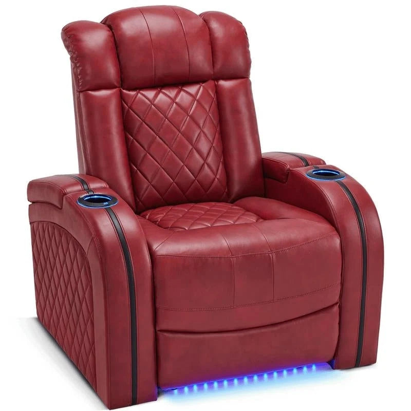 Fauteuil inclinable électrique MCombo avec appui-tête réglable, double siège de cinéma maison motorisé avec port USB, cuir respirant HTS411