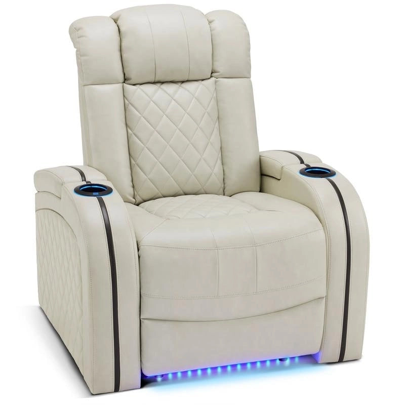 Fauteuil inclinable électrique MCombo avec appui-tête réglable, double siège de cinéma maison motorisé avec port USB, cuir respirant HTS411