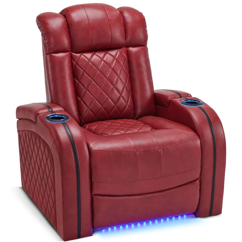 Fauteuil inclinable électrique MCombo avec appui-tête réglable, double siège de cinéma maison motorisé avec port USB, cuir respirant HTS411