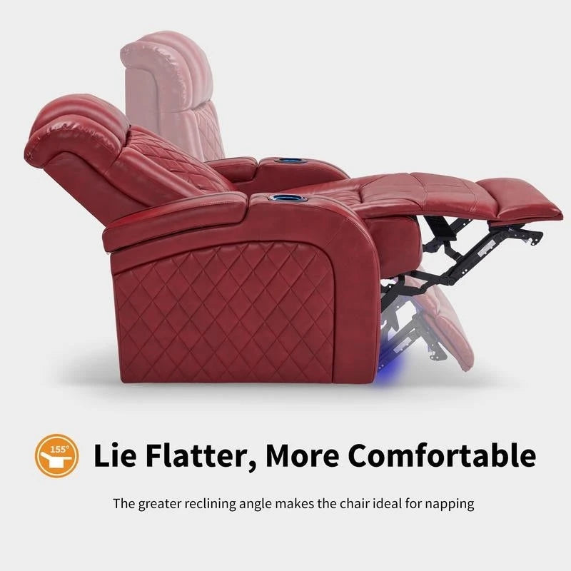 Fauteuil inclinable électrique MCombo avec appui-tête réglable, double siège de cinéma maison motorisé avec port USB, cuir respirant HTS411