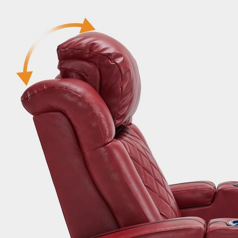 Fauteuil inclinable électrique MCombo avec appui-tête réglable, double siège de cinéma maison motorisé avec port USB, cuir respirant HTS411