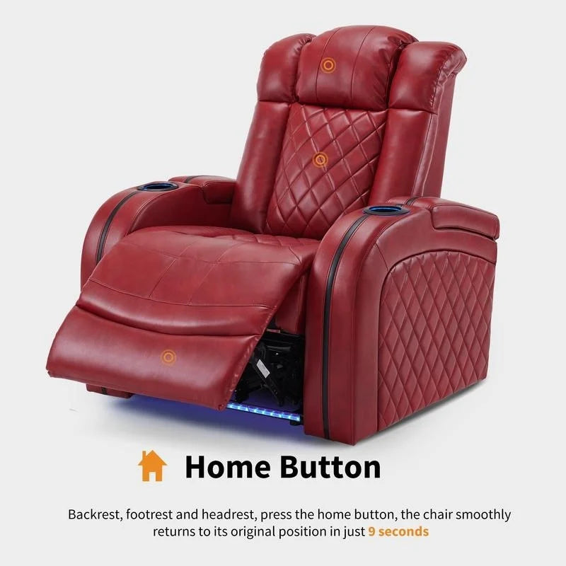 Fauteuil inclinable électrique MCombo avec appui-tête réglable, double siège de cinéma maison motorisé avec port USB, cuir respirant HTS411