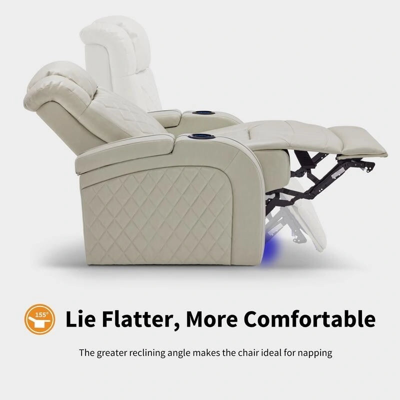 Fauteuil inclinable électrique MCombo avec appui-tête réglable, double siège de cinéma maison motorisé avec port USB, cuir respirant HTS411