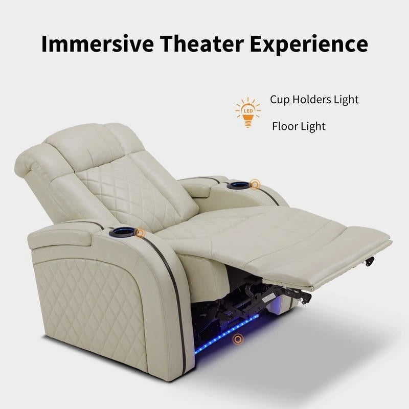 Fauteuil inclinable électrique MCombo avec appui-tête réglable, double siège de cinéma maison motorisé avec port USB, cuir respirant HTS411