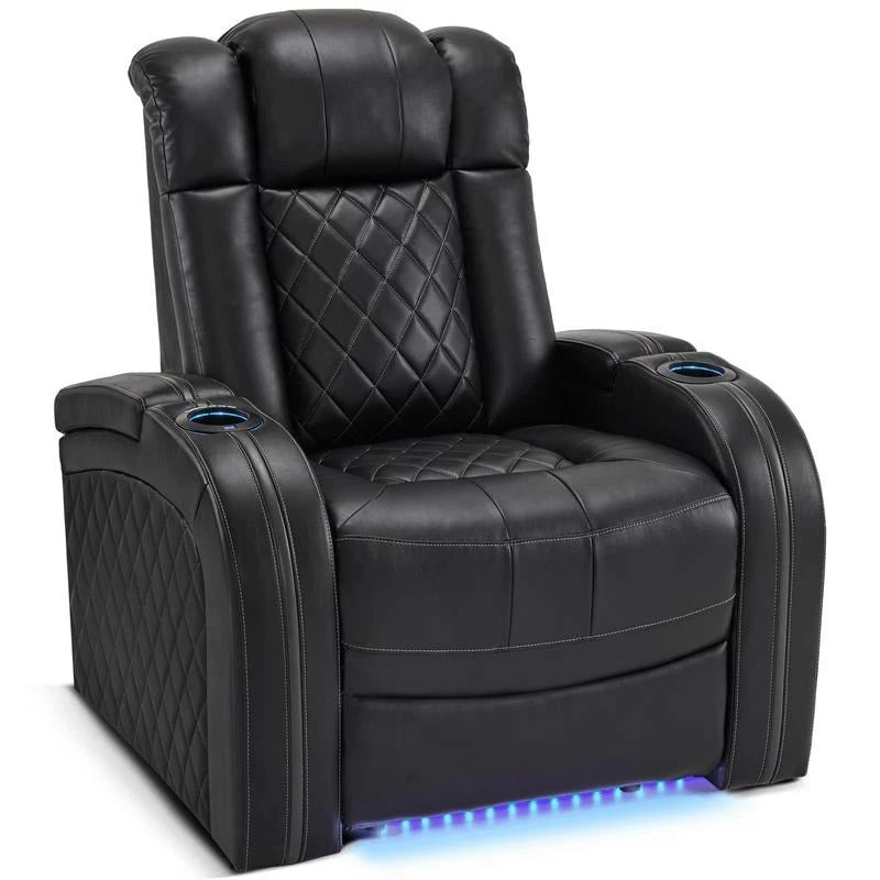 Fauteuil inclinable électrique MCombo avec appui-tête réglable, double siège de cinéma maison motorisé avec port USB, cuir respirant HTS411