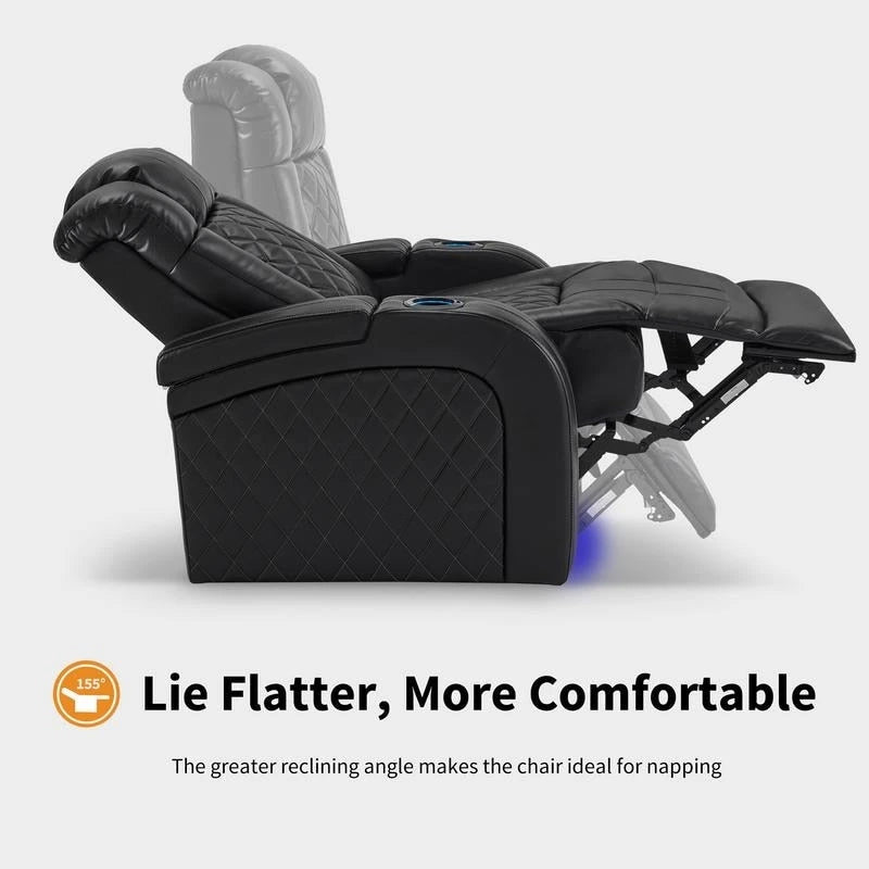 Fauteuil inclinable électrique MCombo avec appui-tête réglable, double siège de cinéma maison motorisé avec port USB, cuir respirant HTS411