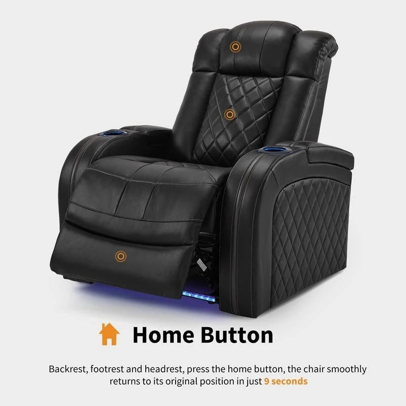 Fauteuil inclinable électrique MCombo avec appui-tête réglable, double siège de cinéma maison motorisé avec port USB, cuir respirant HTS411