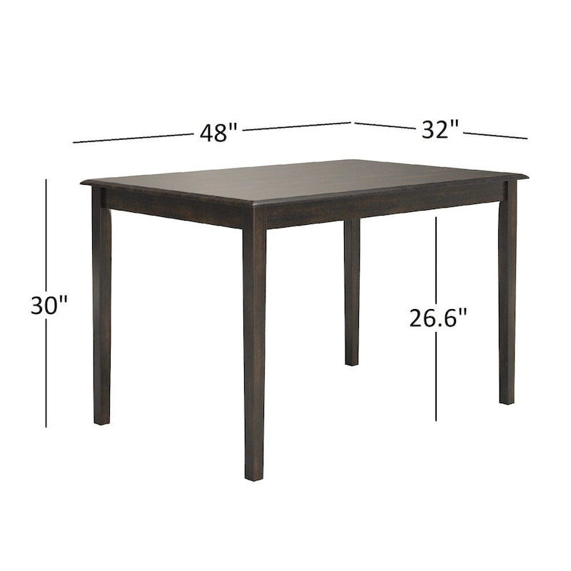 Ensemble de salle à manger rectangulaire Wilmington II 48 pouces, 5 pièces, noir antique, par iNSPIRE Q Classic