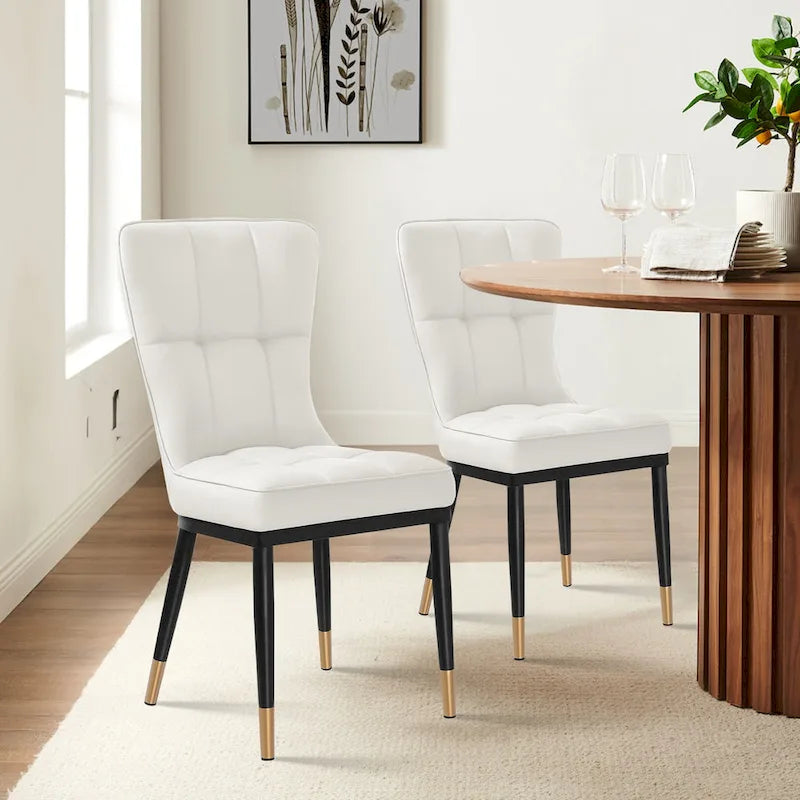 Ensemble de 2 chaises de salle à manger rembourrées avec pieds en métal