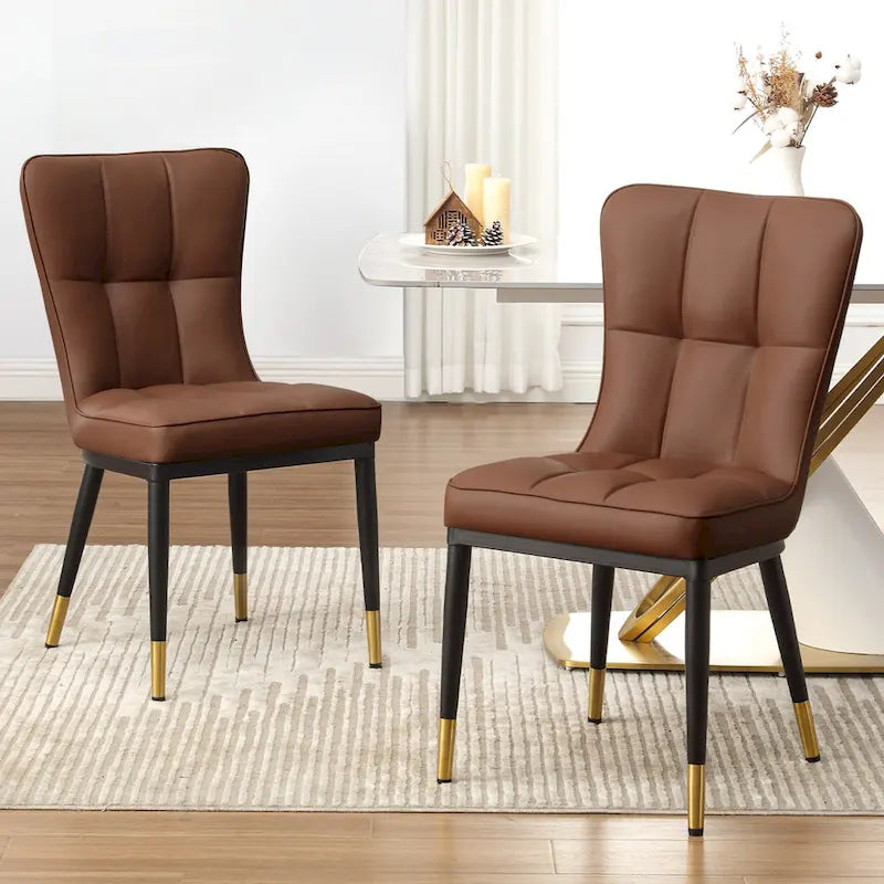 Ensemble de 2 chaises de salle à manger rembourrées avec pieds en métal